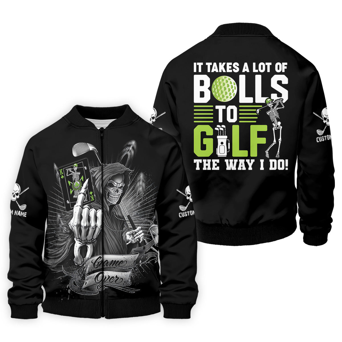 It Takes a Lot of Balls to Golf the Way I Do Funny Skeleton Golf Tops For Men, Men Black Polo, Golfing Apparel