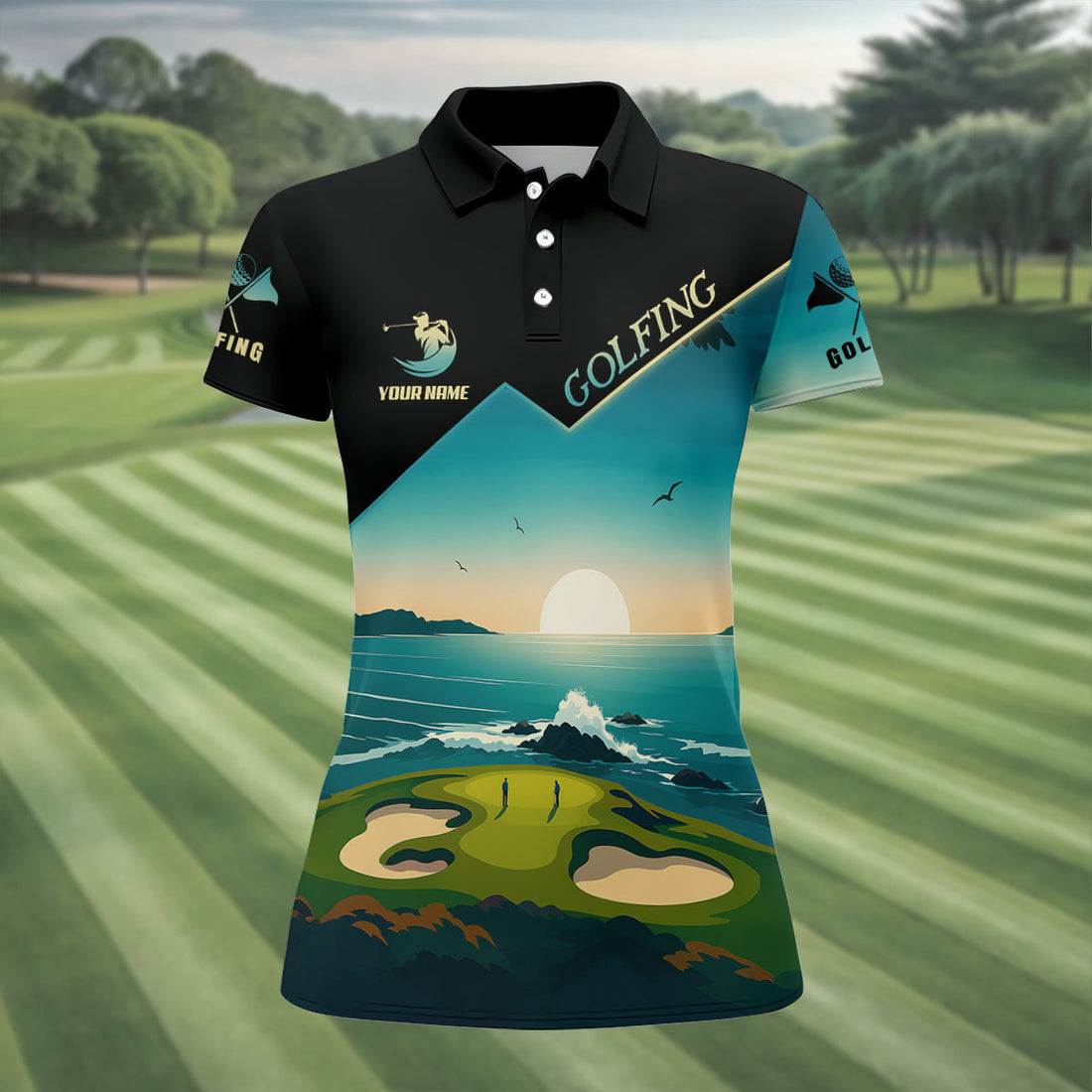 Pebble Beach Golf Course Custom Golf Polos, Ladies Sleeveless Polo, Ladies Golf Shirts