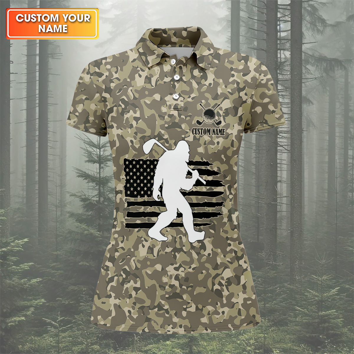 Not All Who Wander Are Lost Bigfoot Patriotic Golf Shirt, Camo Polo Shirt, Ladies Golf Shirts