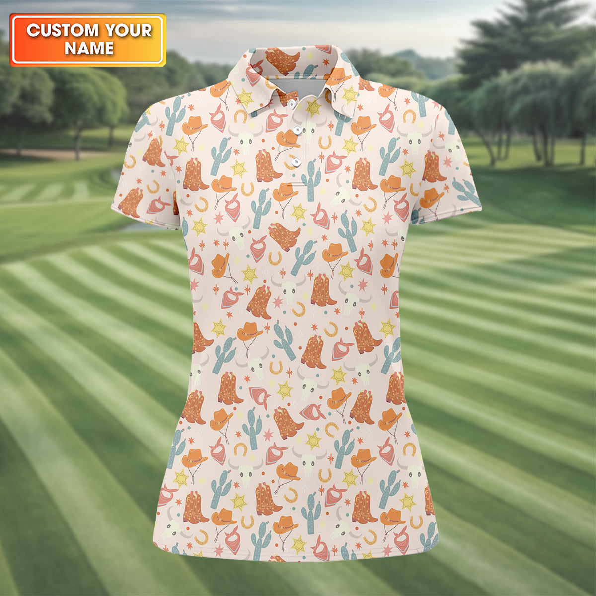 Yee Haw Western  Golf Shirt, Cowgirl Golf Shirt, Cow Skull Shirt, Women Sleeveless Polo Shirt, Women's Polo Shirt