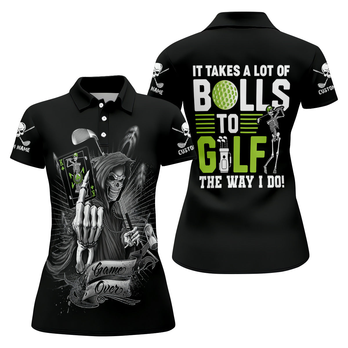 It Takes a Lot of Balls to Golf the Way I Do Funny Skeleton Ladies Golf Tops, Cool Golf Gifts, Golfing Apparel