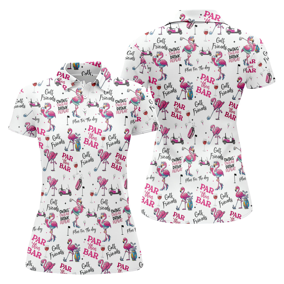 Par Then Bar Flamingo Funny Golf Shirt, Couple Golf Shirt, Matching Golf Shirt, Couple Matching Golf Outfits
