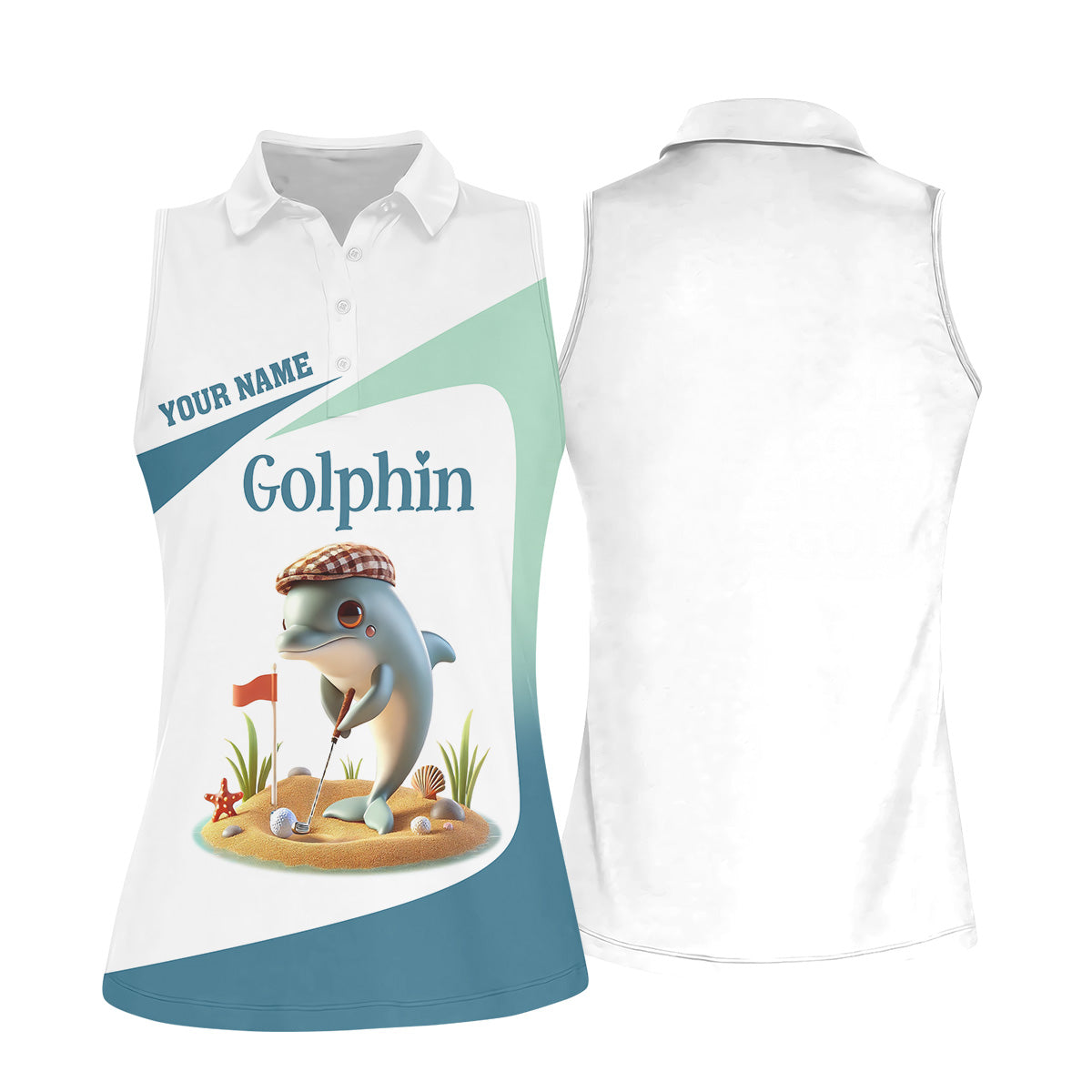 Golfin’ Dolphin Custom Golf Polo Shirt, Ladies Golf Shirts, Womens Golf Gift, Funny Golf Polo Shirt