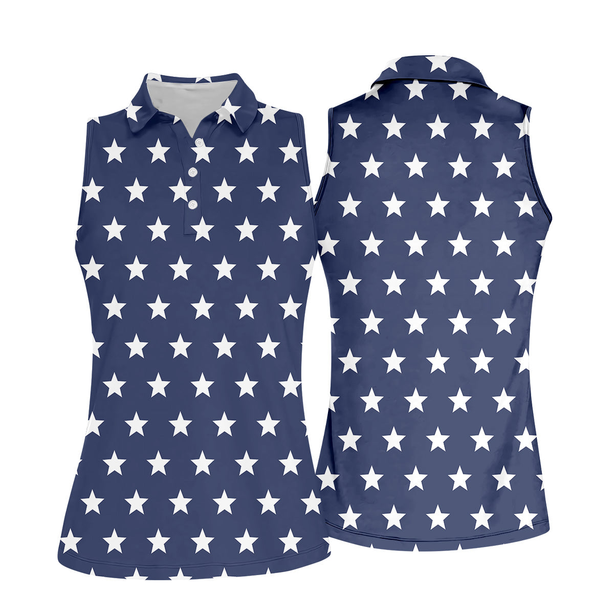 Star Spangled, Womens Sleeveless Polo, Women Golf Top, Gifts For Golf Lovers, Golfing Apparel