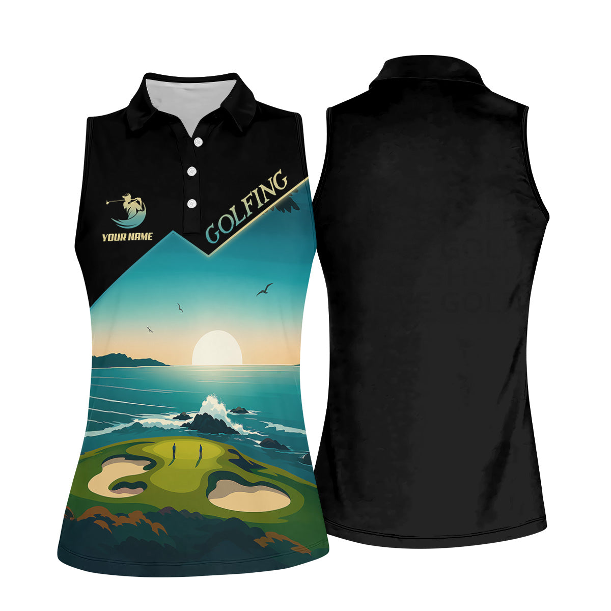 Pebble Beach Golf Course Custom Golf Polos, Ladies Sleeveless Polo, Ladies Golf Shirts