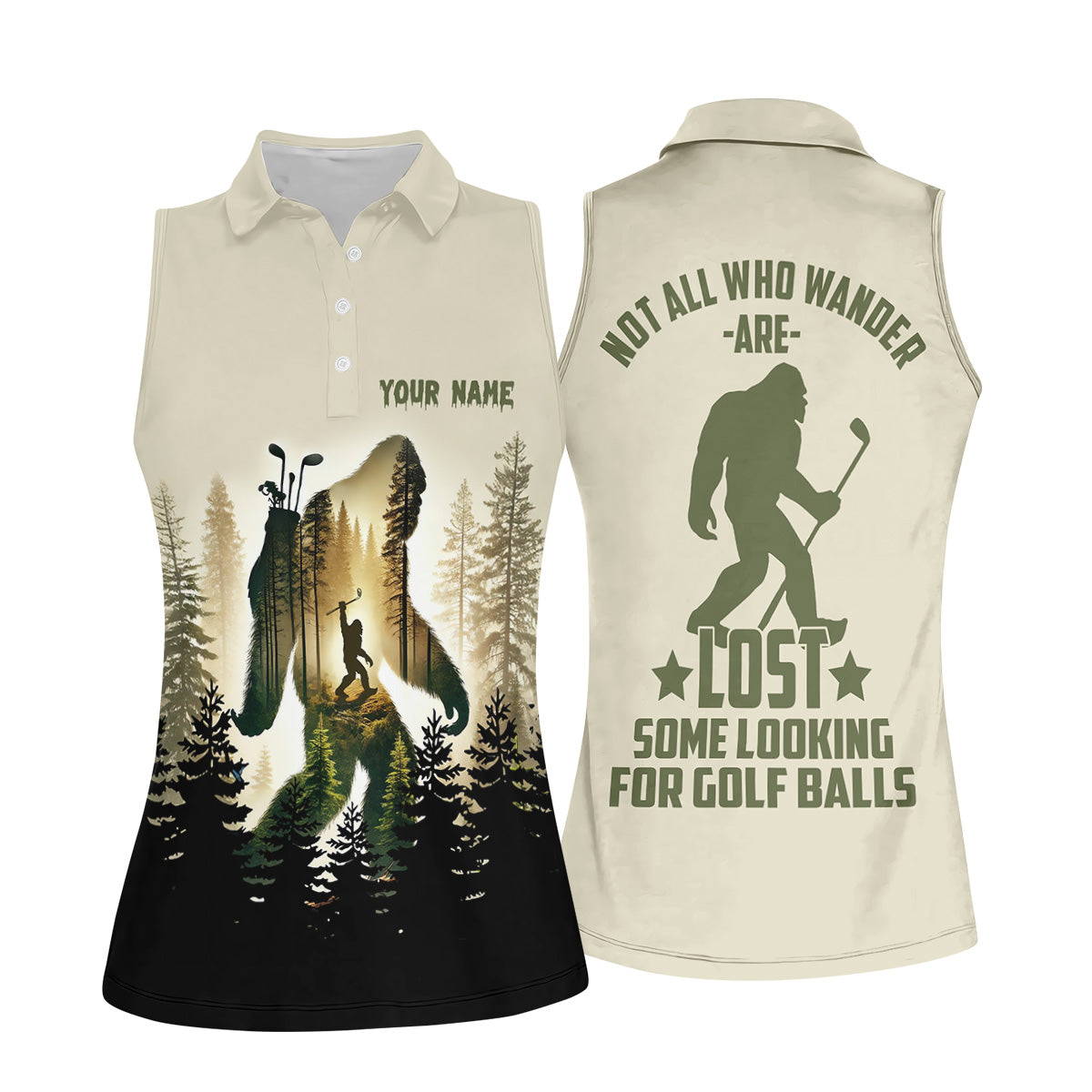 Not All Who Wander Are Lost Some Are Looking For Golf Balls Bigfoot Golf Shirt, Ladies Golf Polos