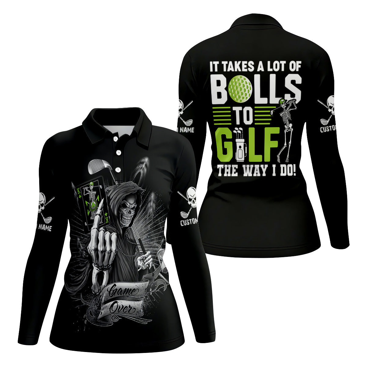 It Takes a Lot of Balls to Golf the Way I Do Funny Skeleton Ladies Golf Tops, Cool Golf Gifts, Golfing Apparel