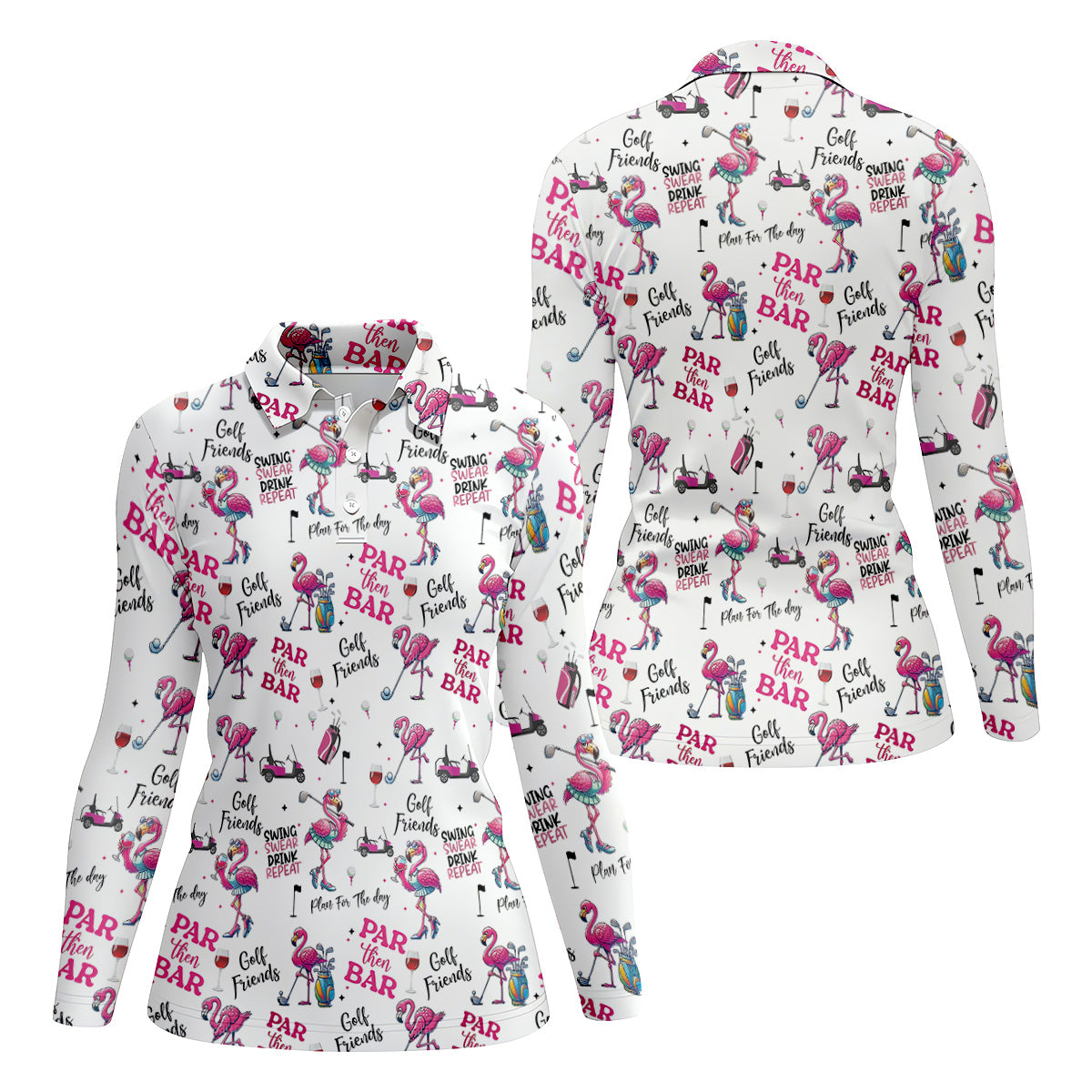 Par Then Bar Flamingo Funny Golf Shirt, Couple Golf Shirt, Matching Golf Shirt, Couple Matching Golf Outfits