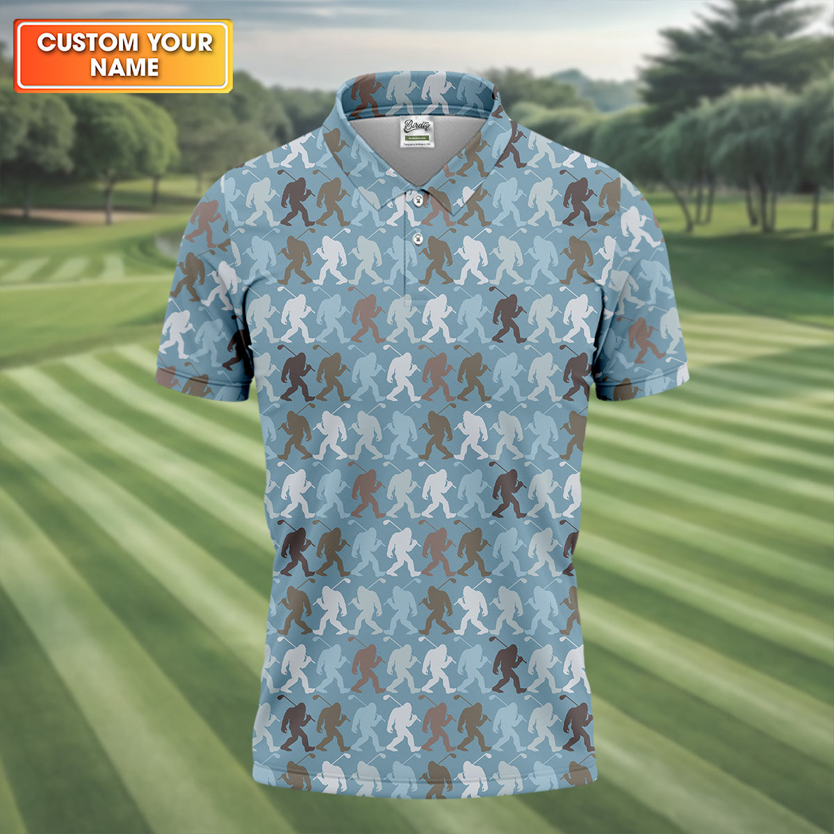 Bigfoot Silhouette Pattern Fun Golf Shirts For Men, Unique Gift For Golfer, Men's Golf Polo