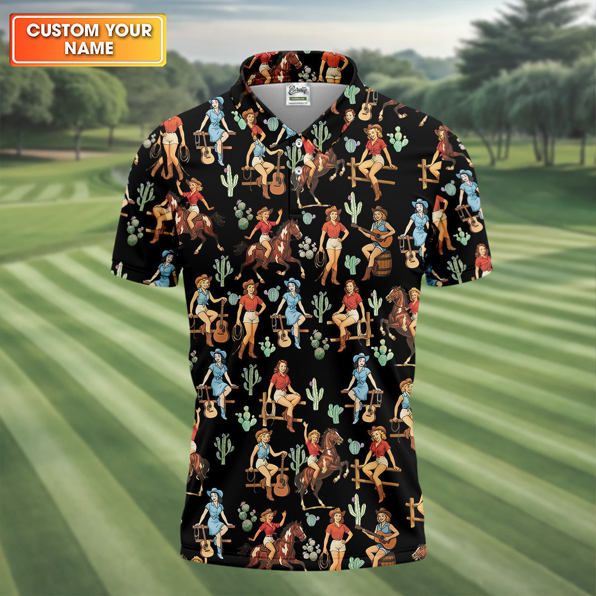 Western Golf Shirt, Black Golf Shirt Men, Fun Golf Shirts For Men, Cute Golf Shirt, Fun Golf Shirt