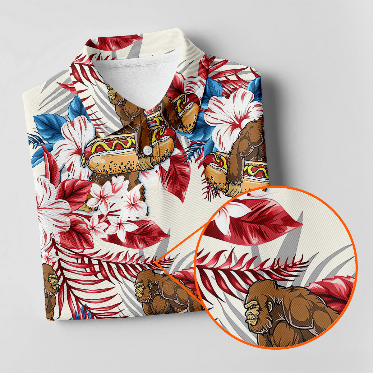 Bigfoot Hawaiian Shirts, Funny Hotdog Women Golf Top, Ladies Golf Shirts, Golfing Apparel