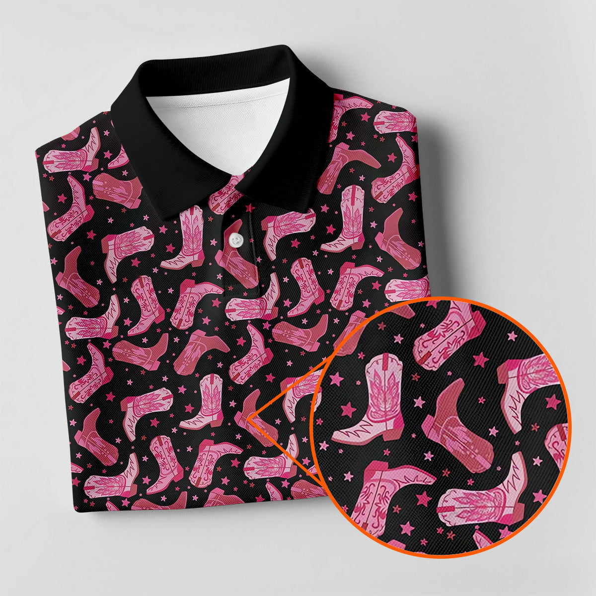 Pink Cowboy Boots Womens Golf Polo Shirt, Golfing Apparel, Womens Golf Gifts