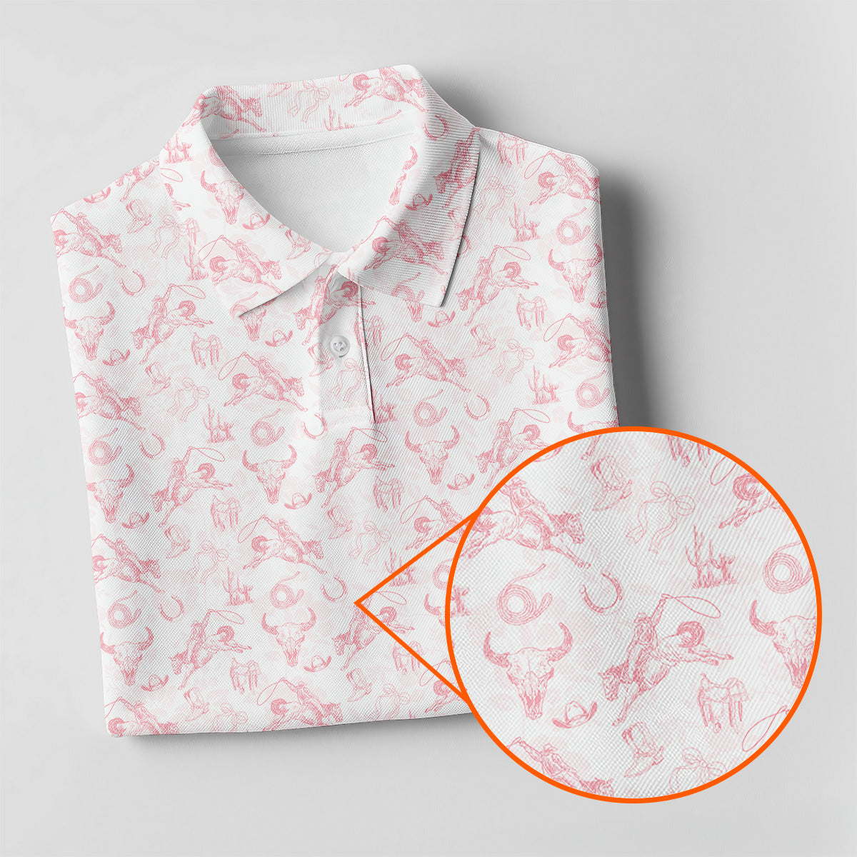 Pink Toile Chinoiserie Bow Western Golf Shirt, Cute Golf Outfit, Ladies Golf Polos, Golfing Apparel