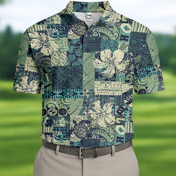 Tribal Aztec Tropical Golf Shirt, Hawaiian Golf Shirts, Mens Golf Polo Shirts, Golf Gift For Men