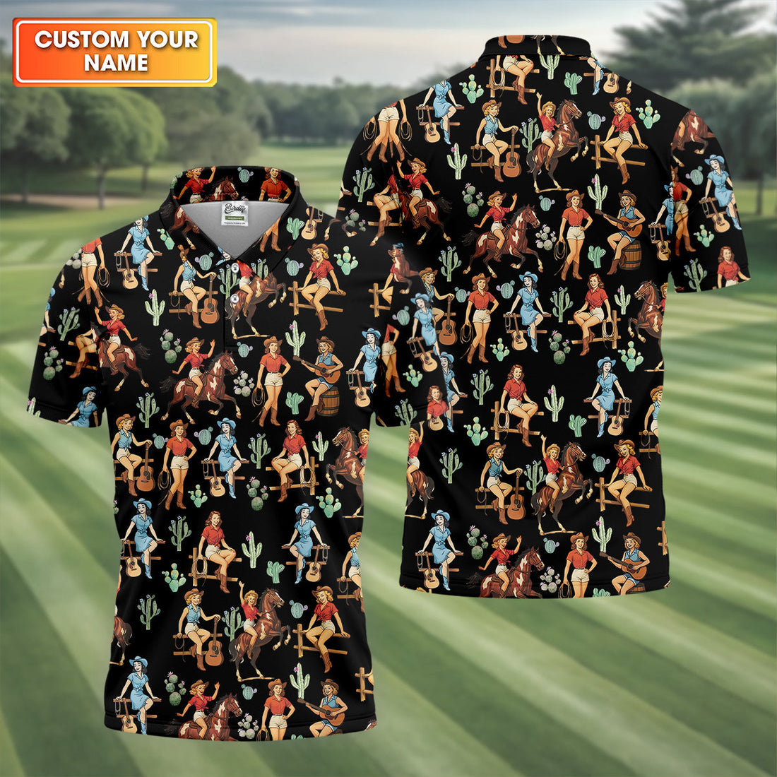 Western Golf Shirt, Black Golf Shirt Men, Fun Golf Shirts For Men, Cute Golf Shirt, Fun Golf Shirt