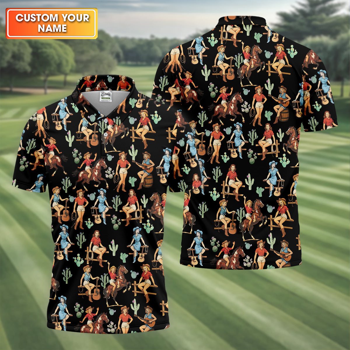 Western Golf Shirt, Black Golf Shirt Men, Fun Golf Shirts For Men, Cute Golf Shirt, Fun Golf Shirt
