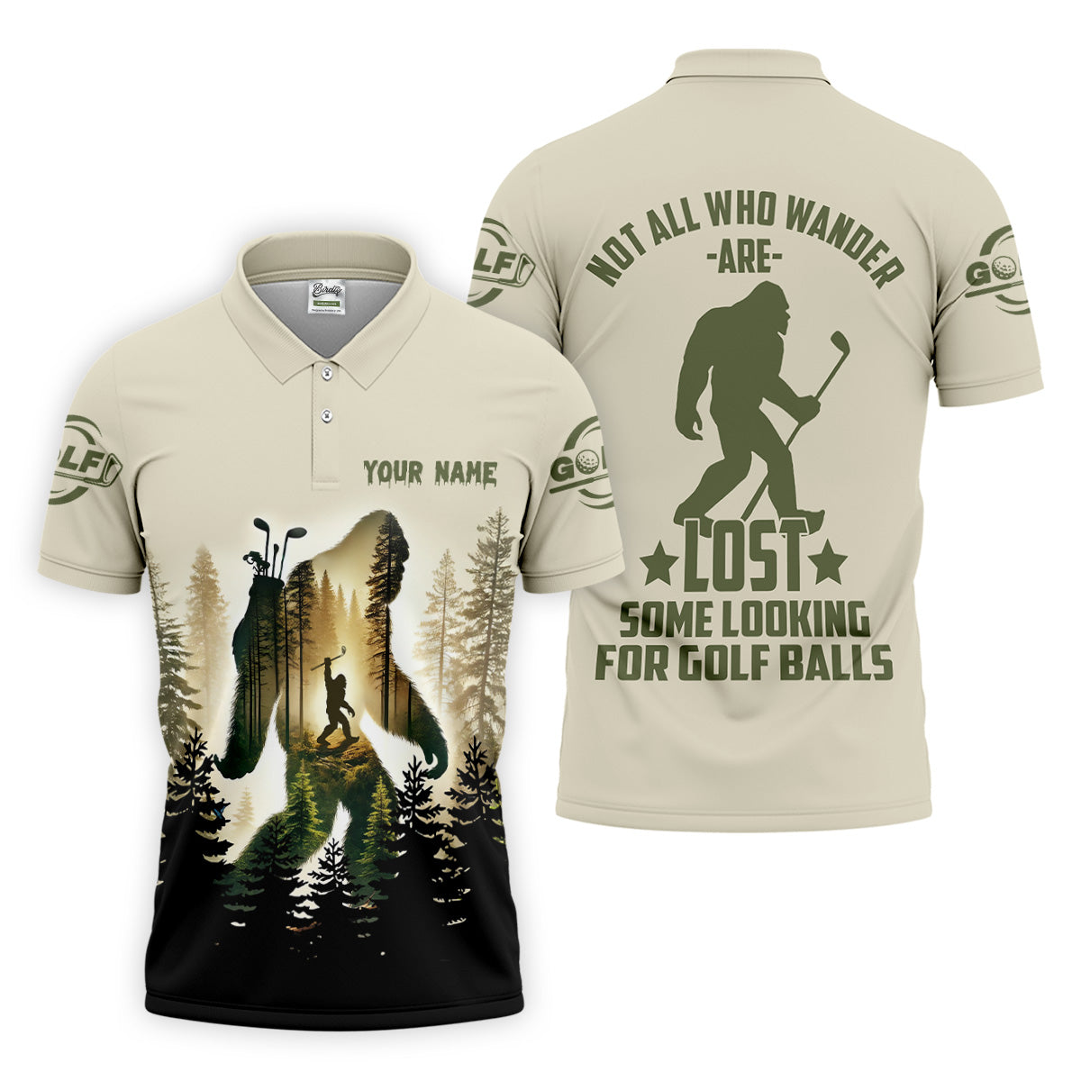 Not All Who Wander Are Lost Some Are Looking For Golf Balls Bigfoot Golf Shirt, Fun Golf Shirts For Men, Men's Golf Polo