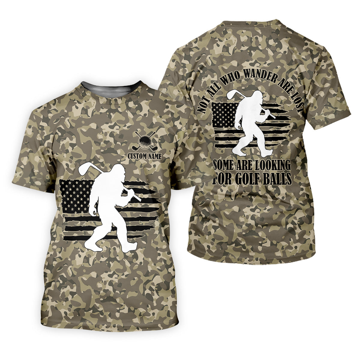 Not All Who Wander Are Lost Bigfoot Patriotic Golf Shirt, Camo Polo Shirt, Ladies Golf Shirts