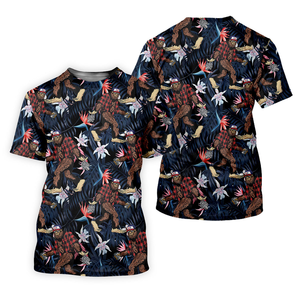 Abstract Floral Pattern Funny Bigfoot Shirt, Womens Sleeveless Polo, Ladies Golf Shirts