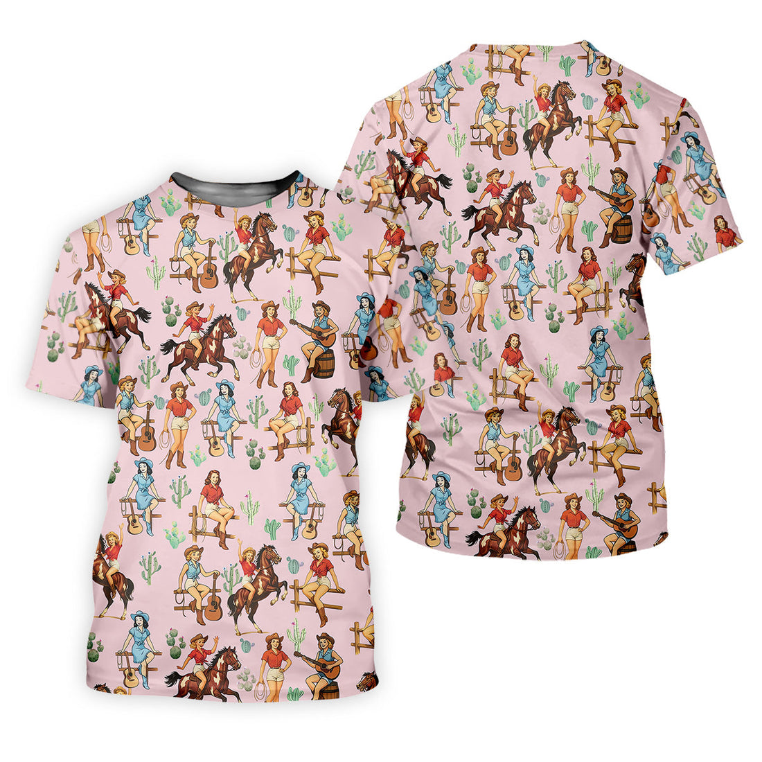 Cowgirl Sleeveless Womens Golf Shirts, Western Golf Shirts Women, Pink Golf Shirt, Ladies Golf Shirts