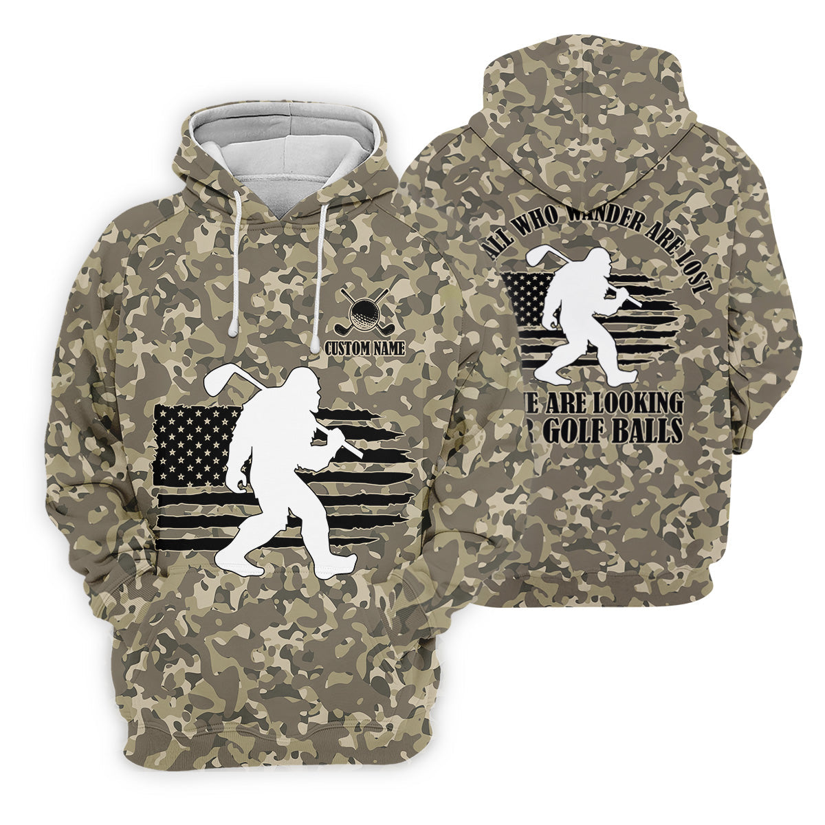 Not All Who Wander Are Lost Bigfoot Patriotic Golf Shirt, Camo Polo Shirt, Ladies Golf Shirts