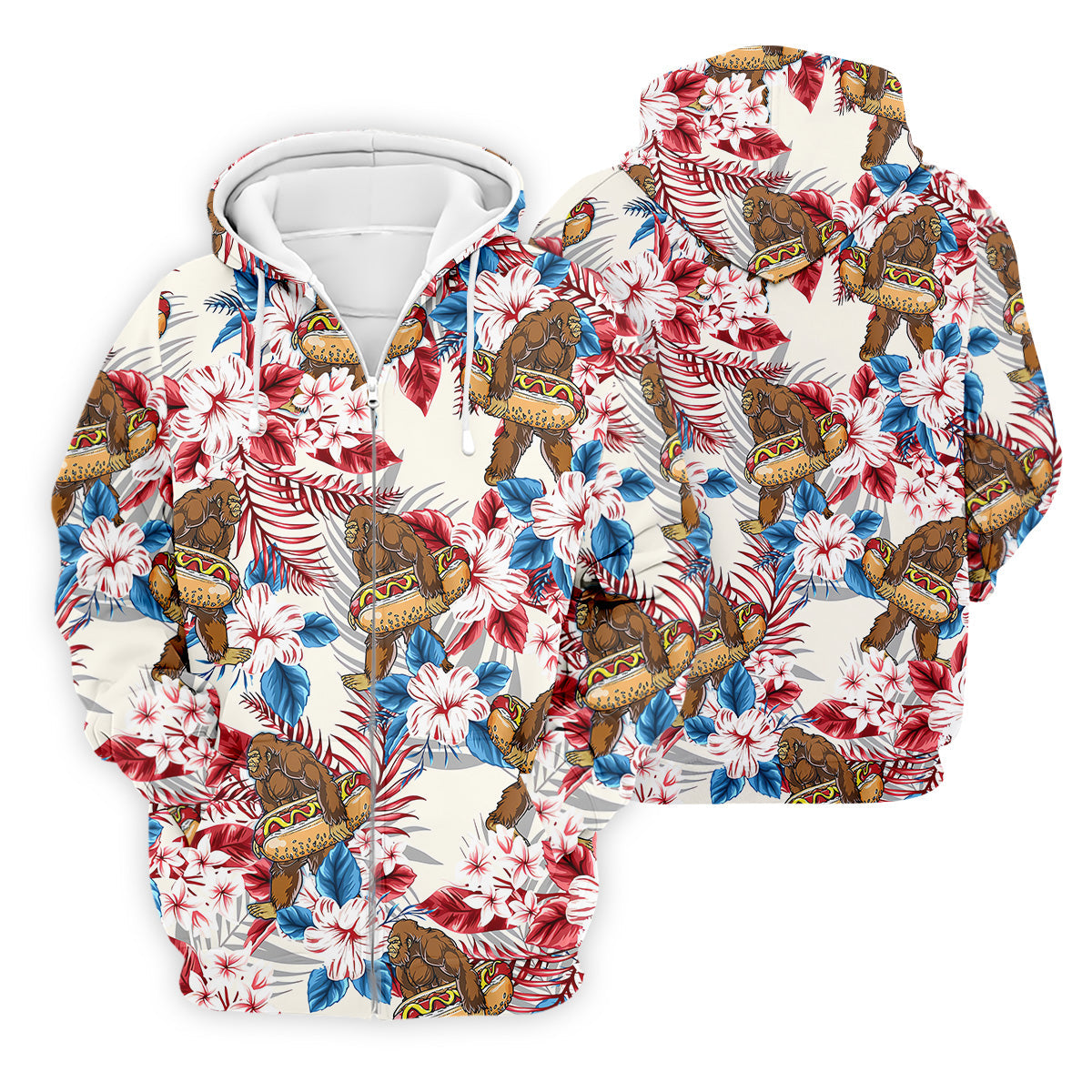 Bigfoot Hawaiian Shirts, Funny Hotdog Men Polo, Fun Golf Shirts For Men, Golfing Apparel