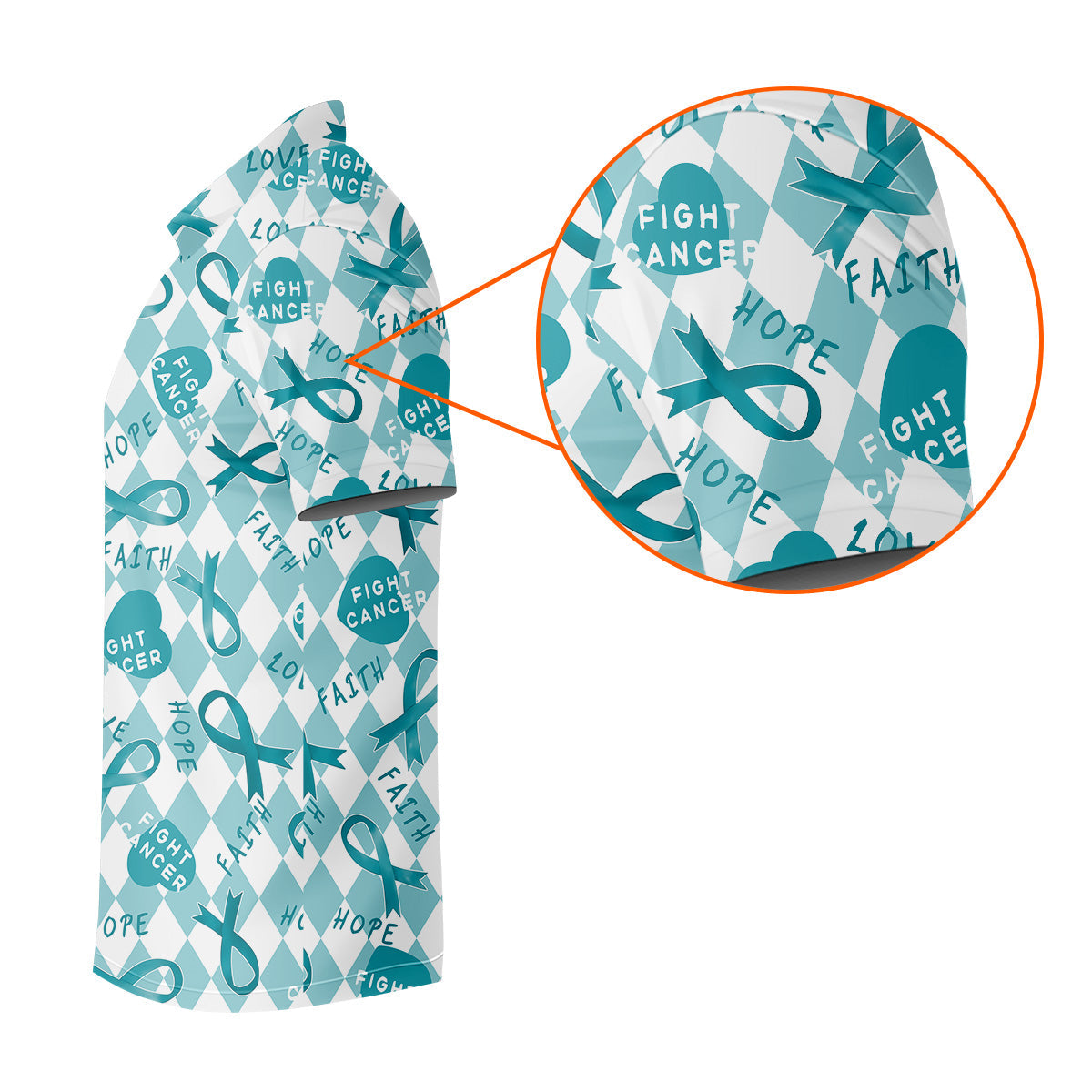 Ovarian Cancer Awareness Teal Ribbon Golf Tops For Men, Cancer Awareness Shirt, Golfing Apparel