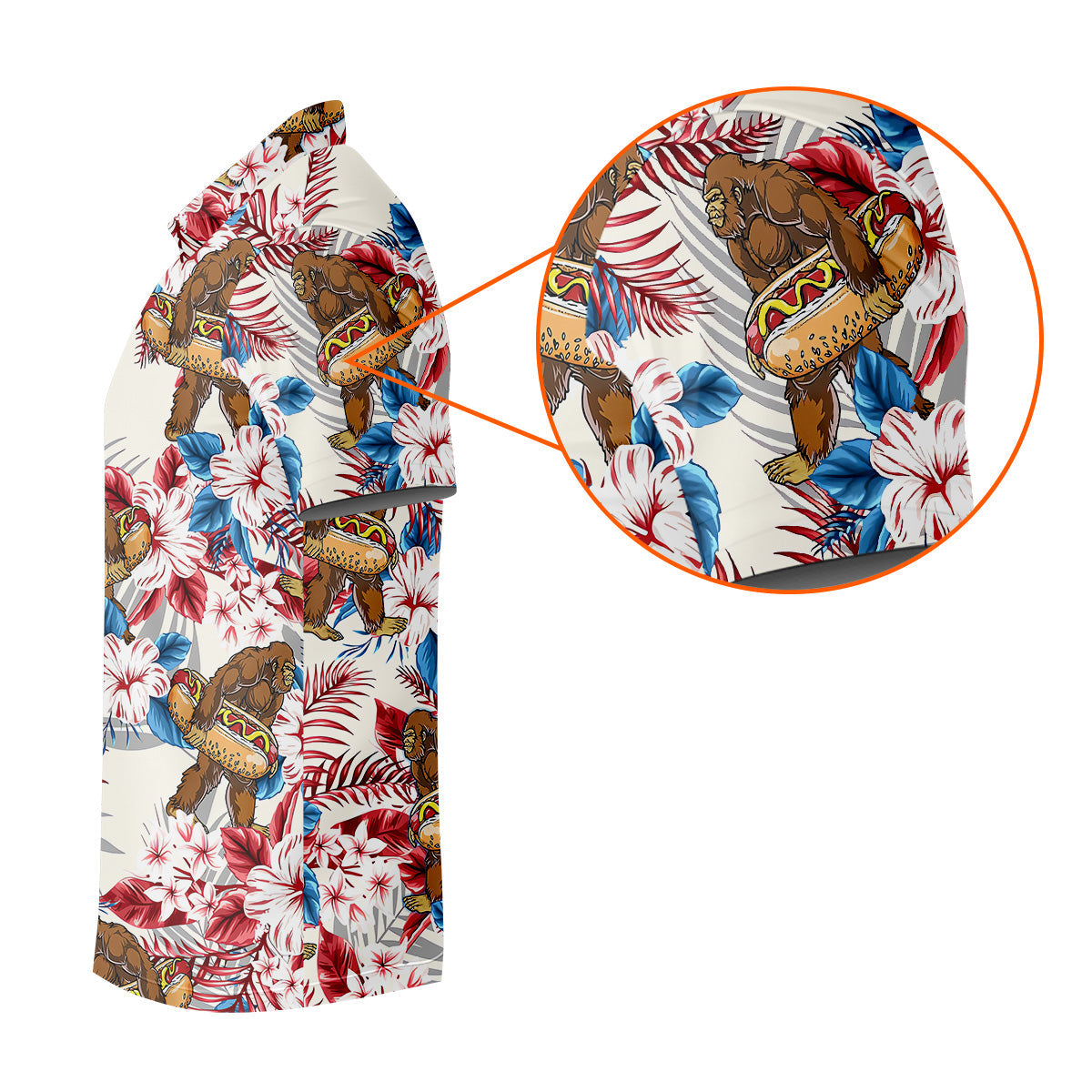 Bigfoot Hawaiian Shirts, Funny Hotdog Men Polo, Fun Golf Shirts For Men, Golfing Apparel