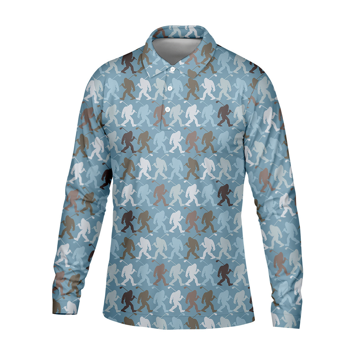 Bigfoot Silhouette Pattern Fun Golf Shirts For Men, Unique Gift For Golfer, Men's Golf Polo