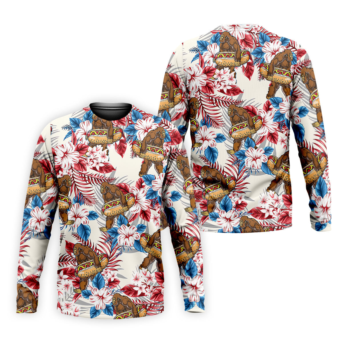 Bigfoot Hawaiian Shirts, Funny Hotdog Men Polo, Fun Golf Shirts For Men, Golfing Apparel