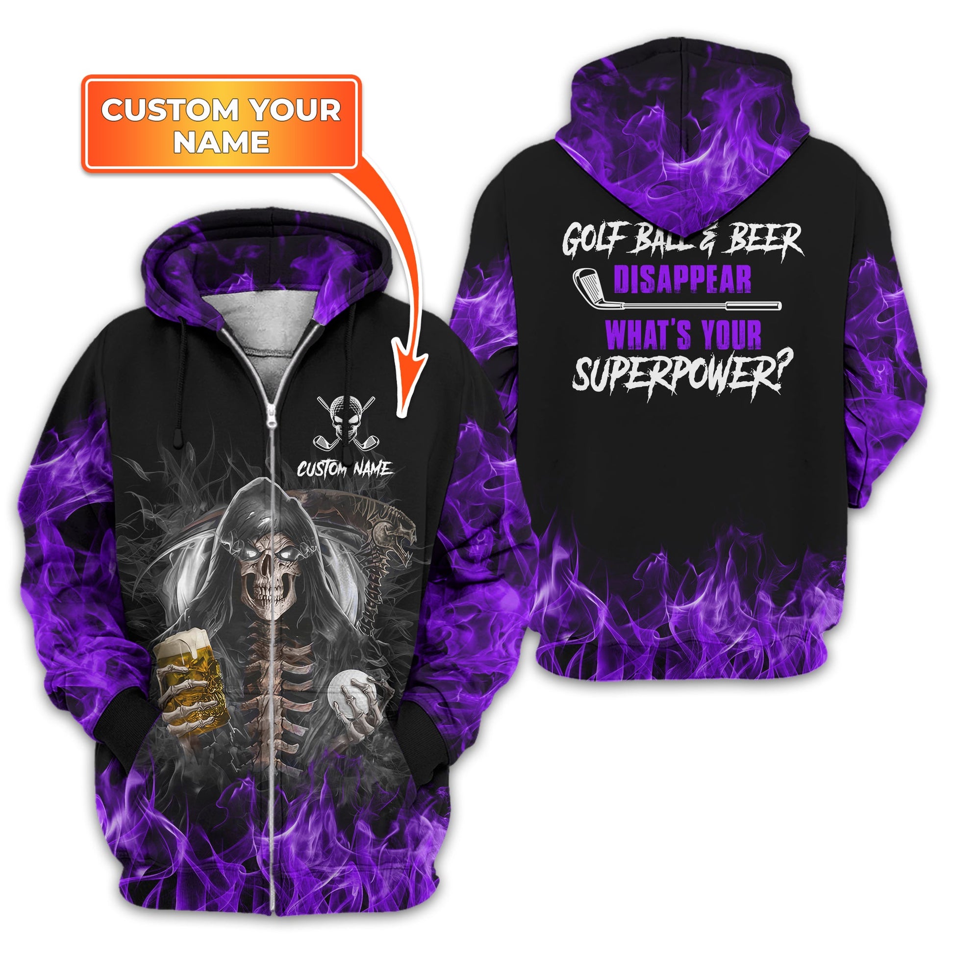 I Make Golf Ball And Beer Disappear Custom Golf Polo Shirt, Skull Golf Shirt, Gift For Golfers