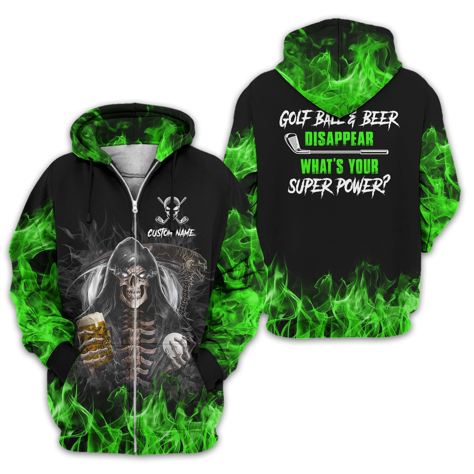 I Make Golf Ball And Beer Disappear Custom Golf Polo Shirt, Skull Golf Shirt, Gift For Golfers