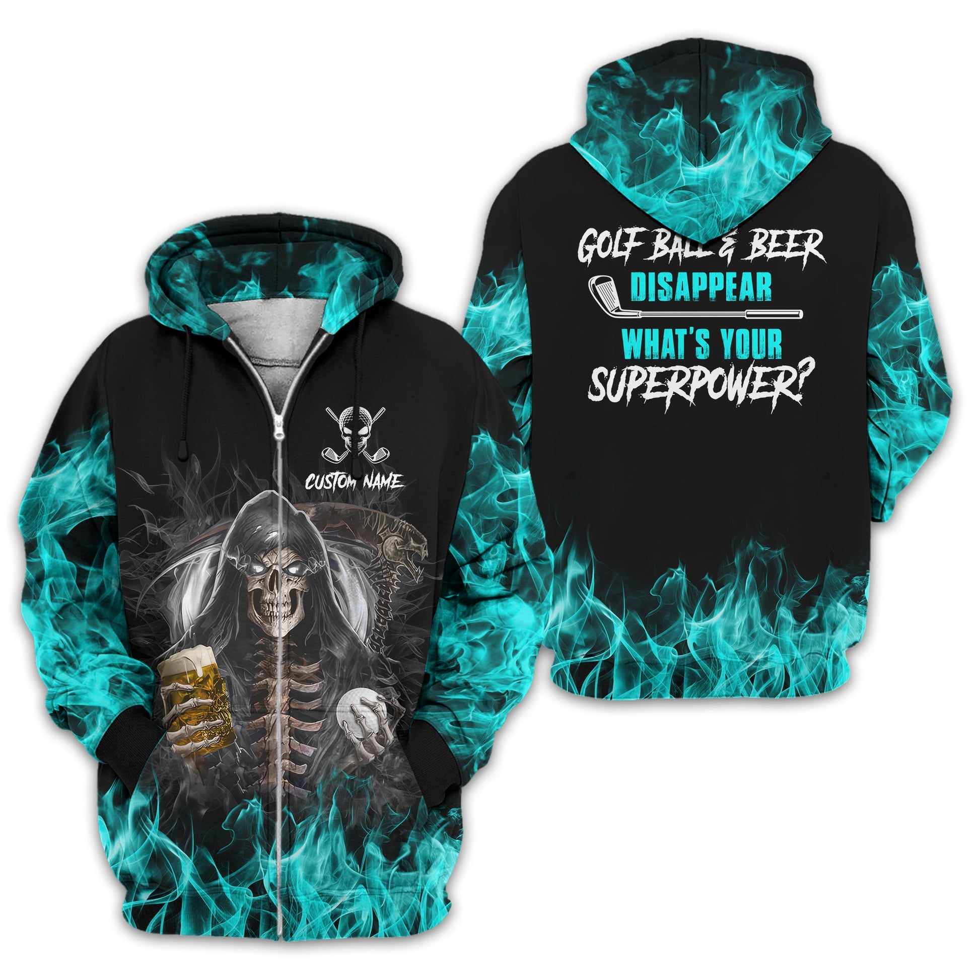 I Make Golf Ball And Beer Disappear Custom Golf Polo Shirt, Skull Golf Shirt, Gift For Golfers