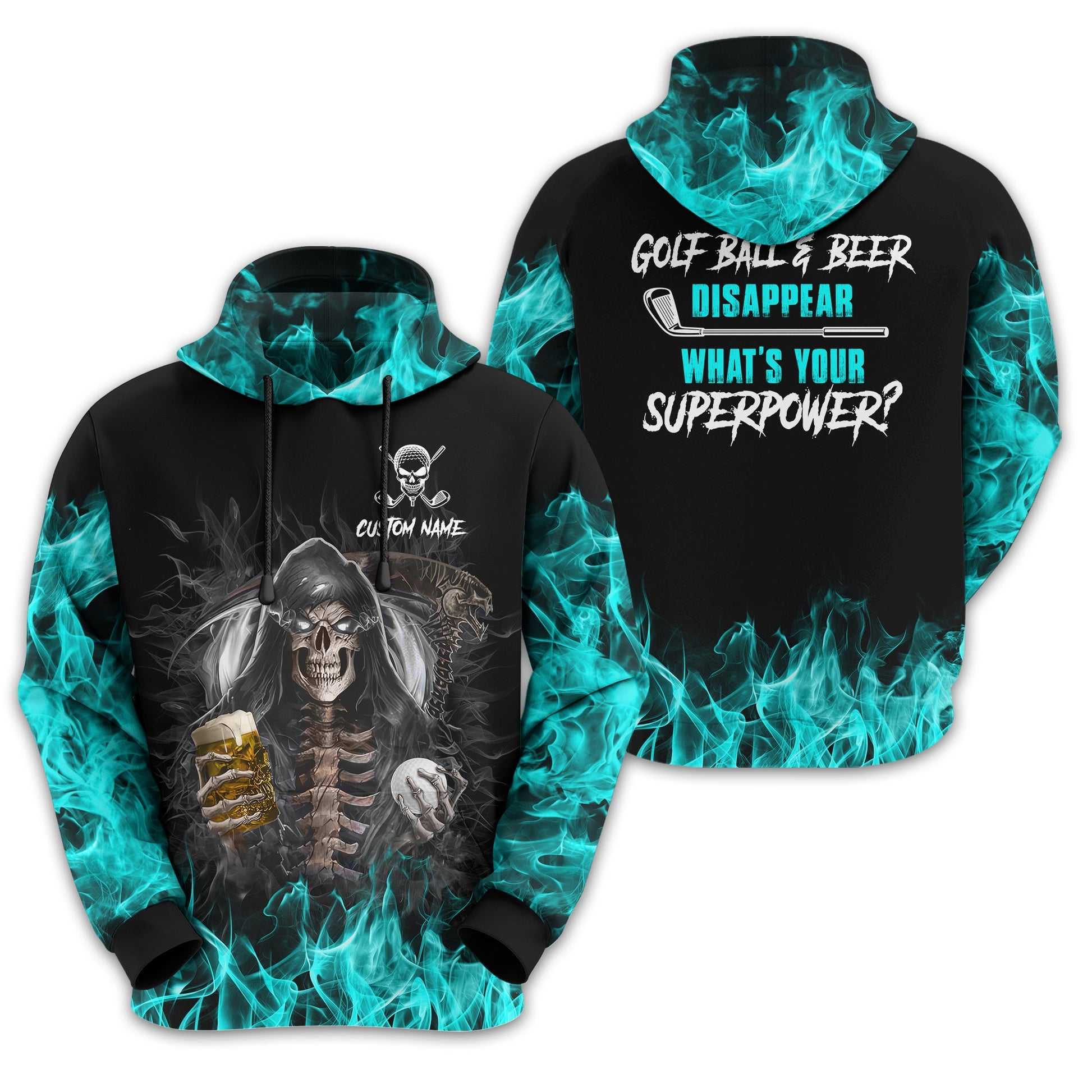 I Make Golf Ball And Beer Disappear Custom Golf Polo Shirt, Skull Golf Shirt, Gift For Golfers