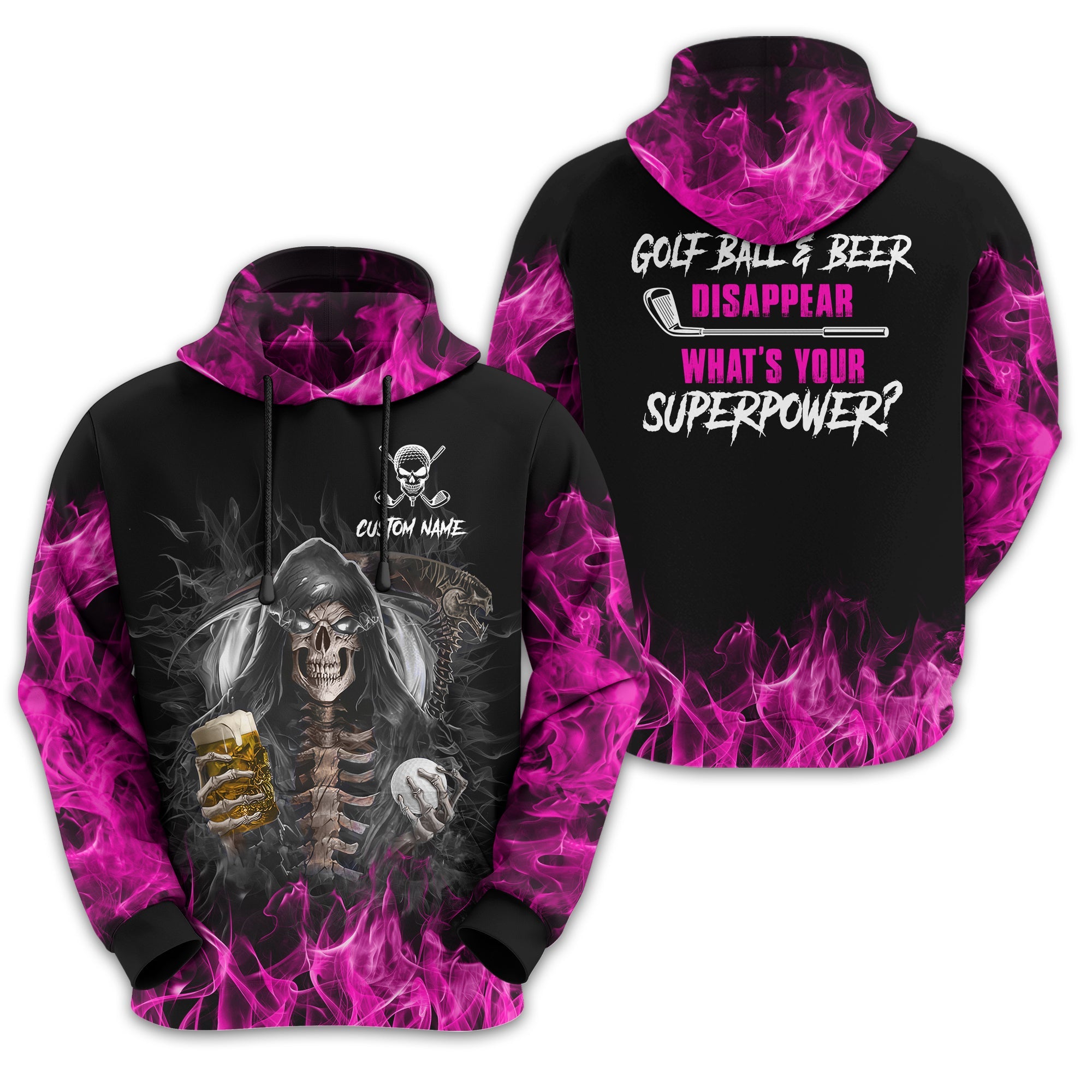 I Make Golf Ball And Beer Disappear Custom Golf Polo Shirt, Skull Golf Shirt, Gift For Golfers