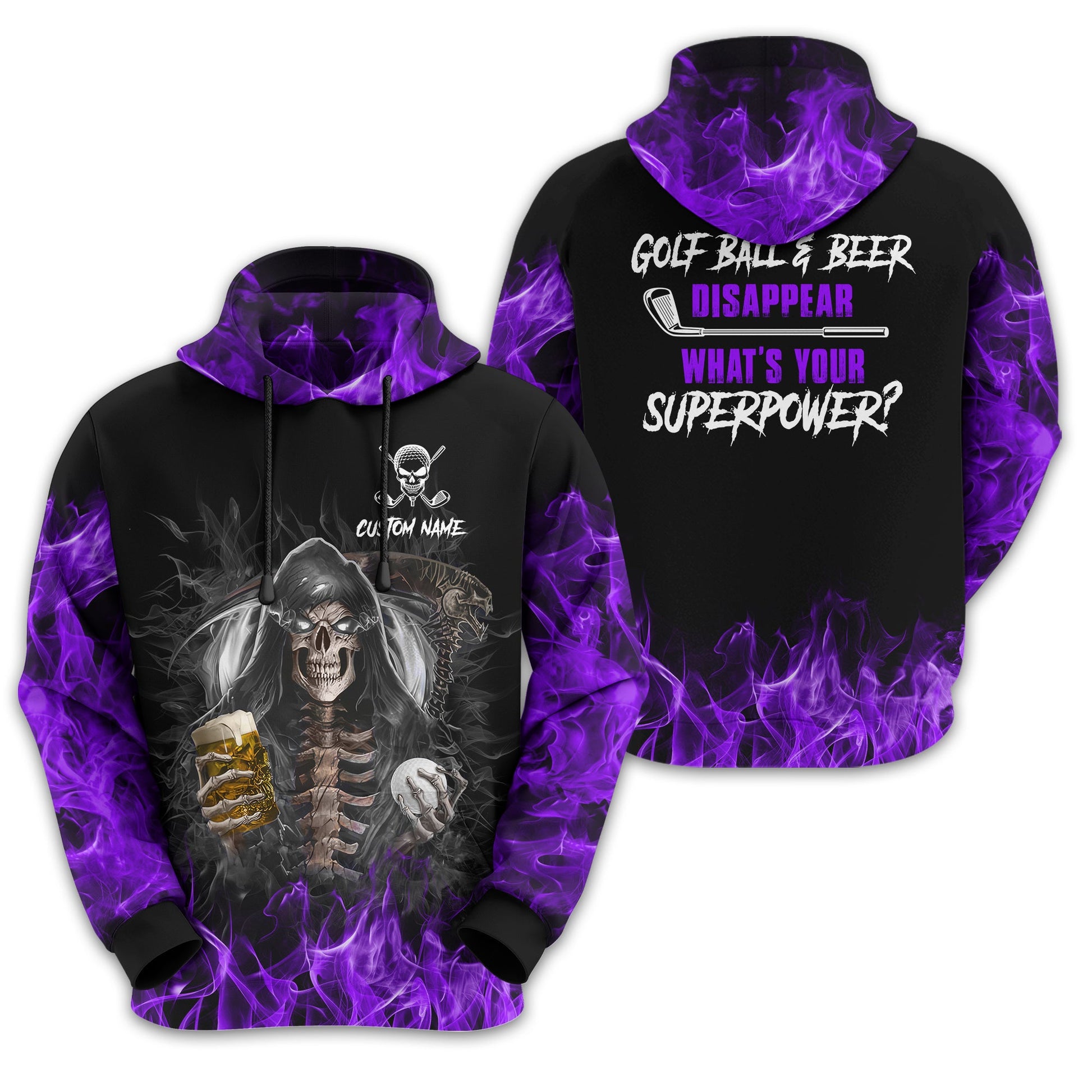 I Make Golf Ball And Beer Disappear Custom Golf Polo Shirt, Skull Golf Shirt, Gift For Golfers