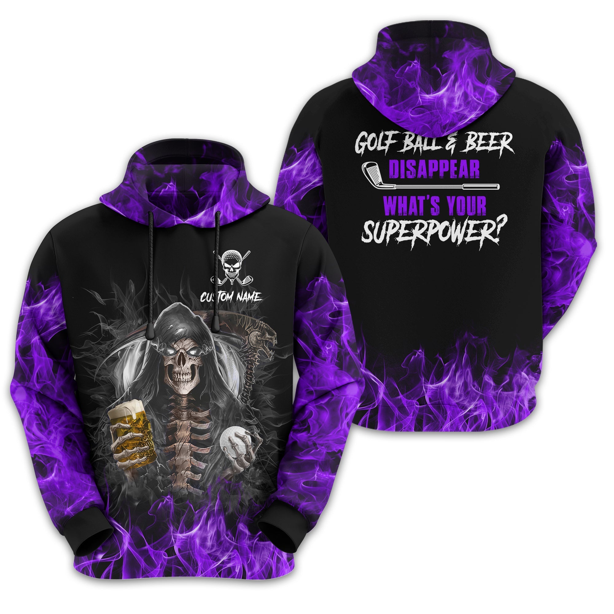 I Make Golf Ball And Beer Disappear Custom Golf Polo Shirt, Skull Golf Shirt, Gift For Golfers