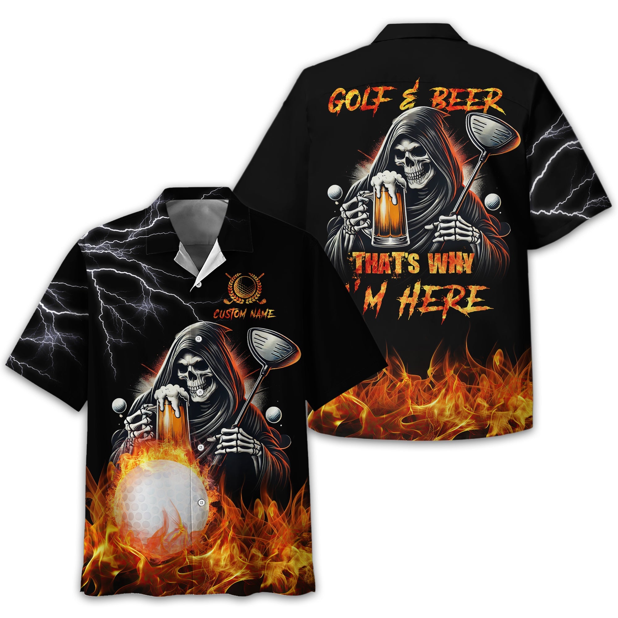 Golf & Beer Thats Why Im Here Custom Golf Shirt, Personalized Golf Shirt, Unique Gift For Golfer