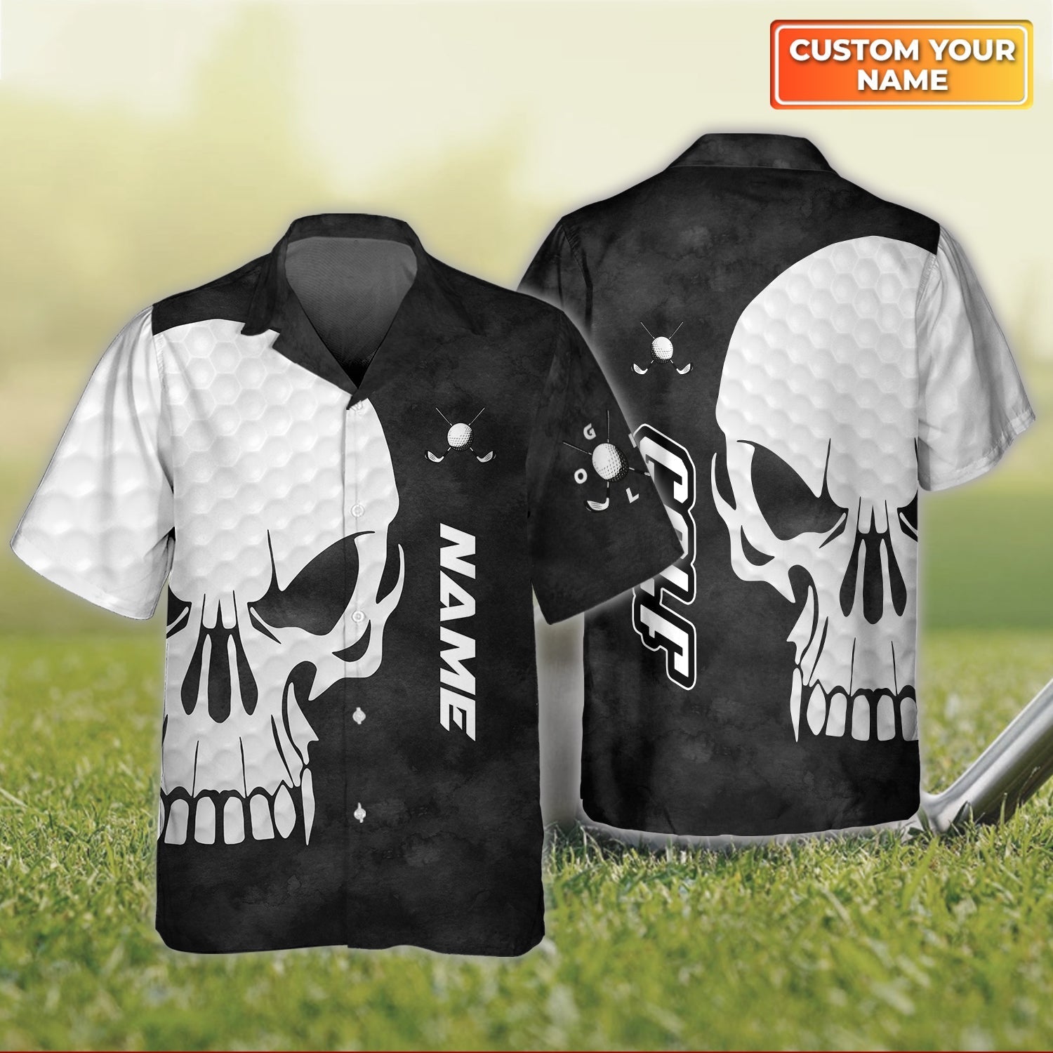 Skull - Personalized Name 3D Hawaiian Shirt For Golfers