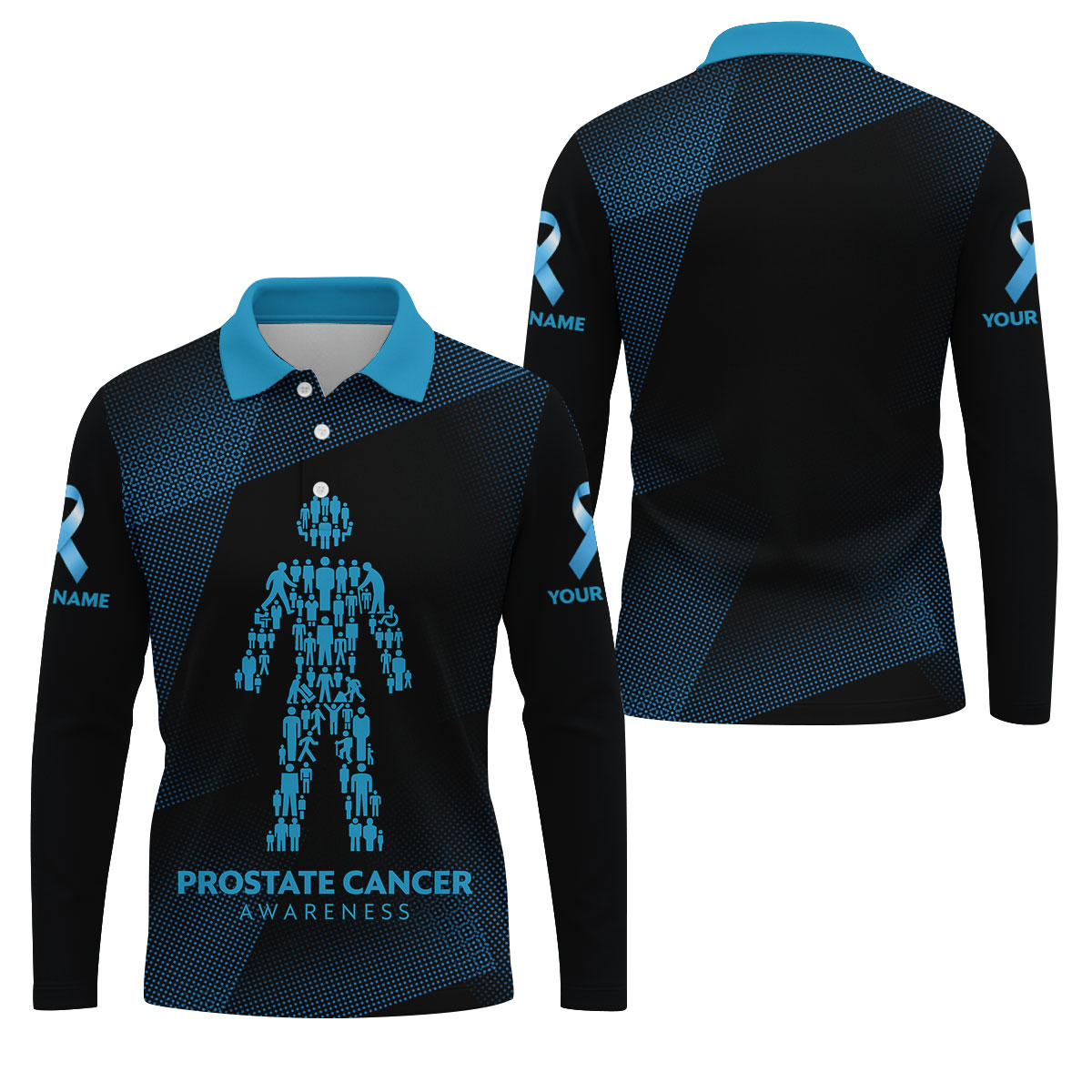 Prostate Cancer Awareness Black And Blue Polo, Mens Golf Polo Shirts, Cancer Awareness Shirt, Cancer Survivor Shirt