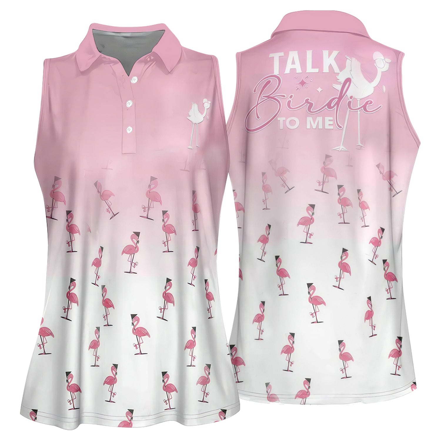 Talk Birdie To Me Flamingo Womens Golf Polo Shirt, Custom Ladies Golf Shirt, Womens Golf Gifts