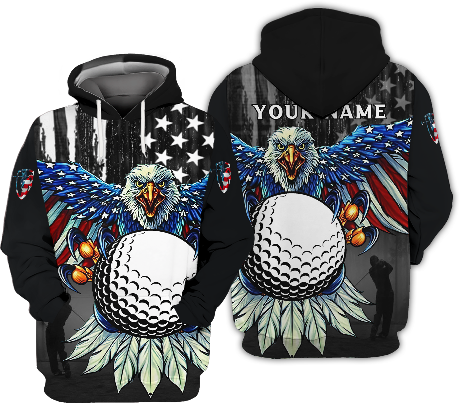 America Eagle Custom Golf Polo Shirt, Gift For Golfers, Golf Gift Ideas