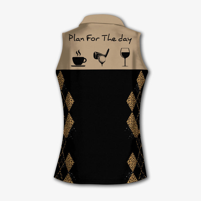 Plan For The Day Leopard Print Golf Shirt, Ladies Sleeveless Golf Shirts, Golf Shirt For Women