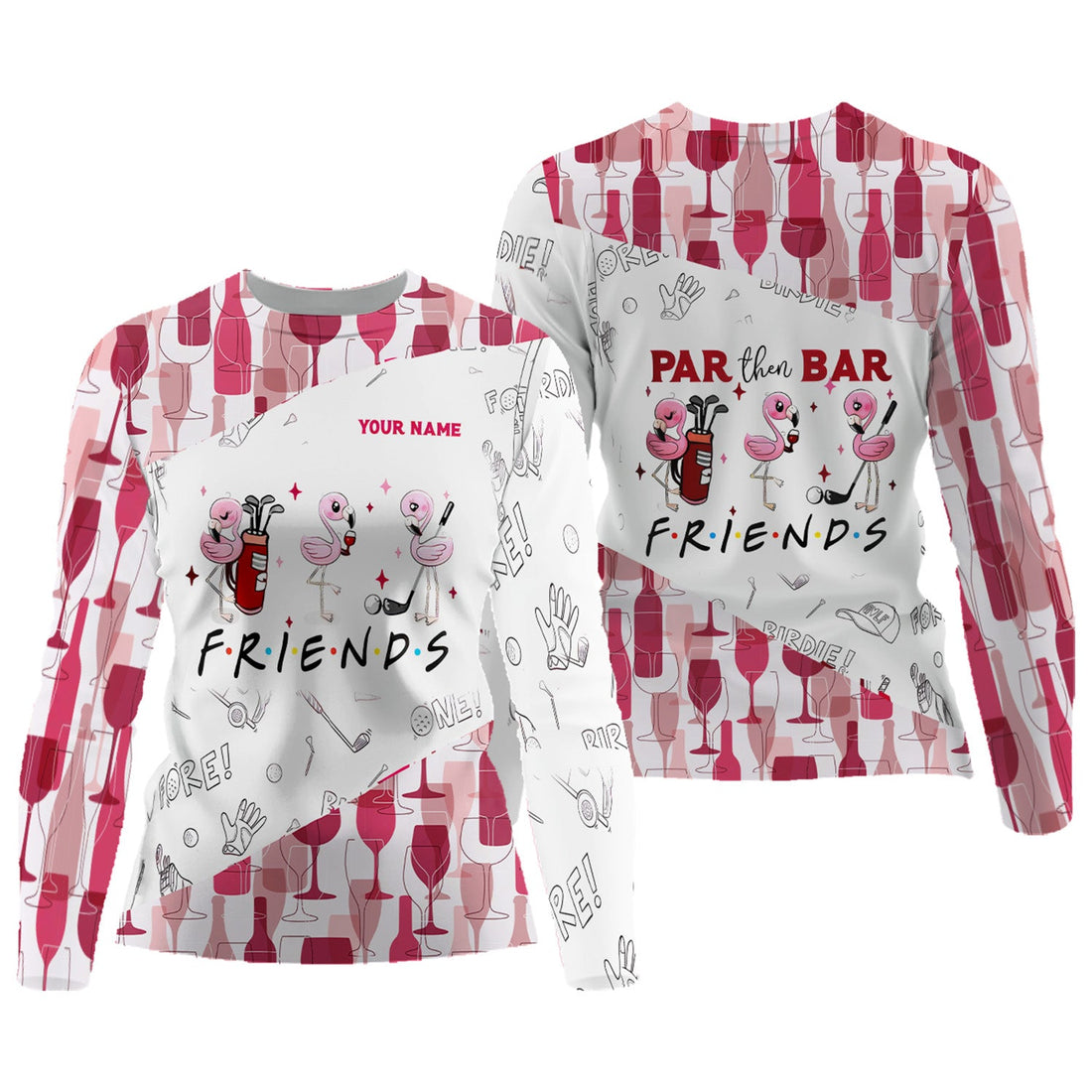 Par Then Bar Custom Funny Long Sleeve Polos Womens, Ladies Golf Polos