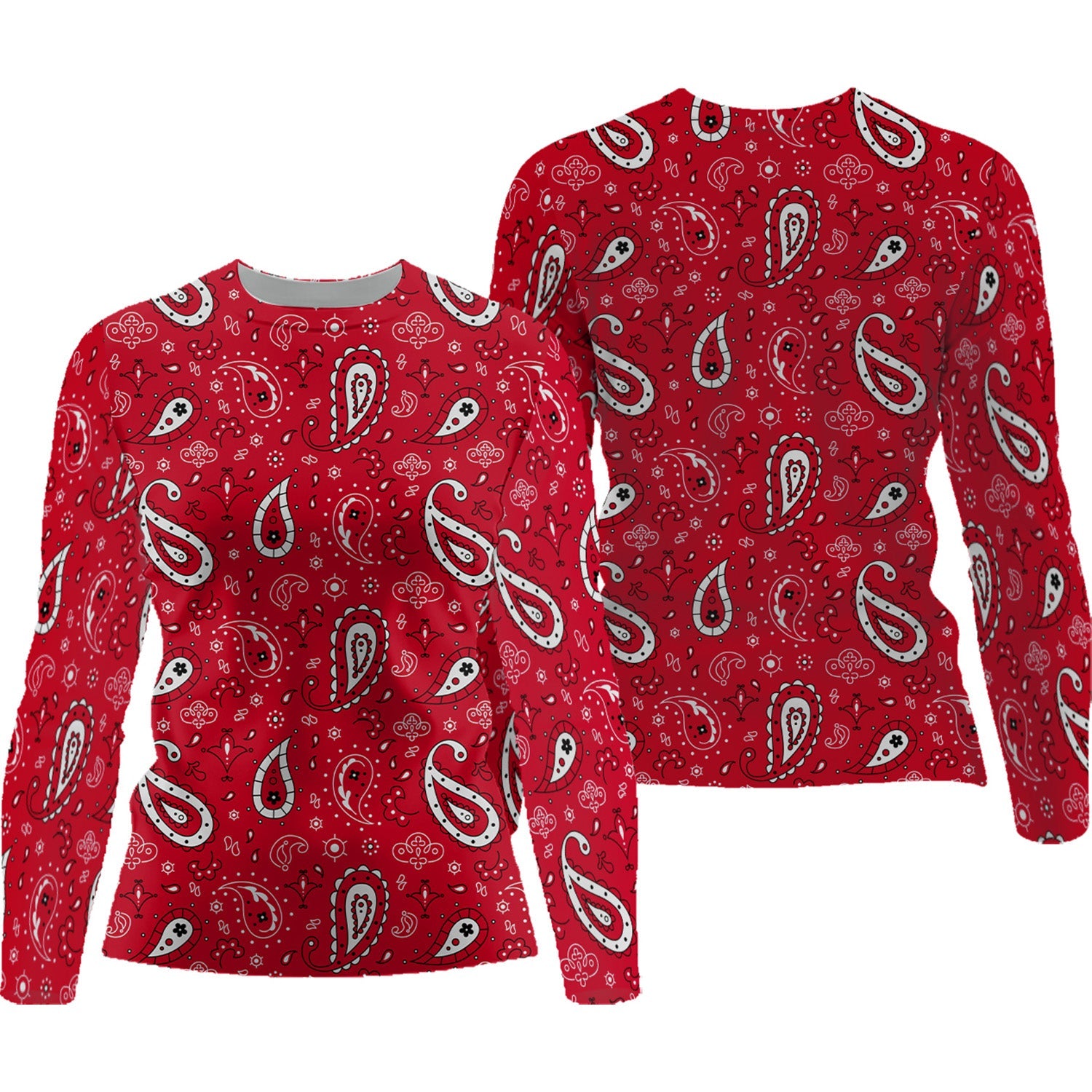 Paisley Bandana Funny Long Sleeve Polos Womens, Custom Ladies Golf Shirt