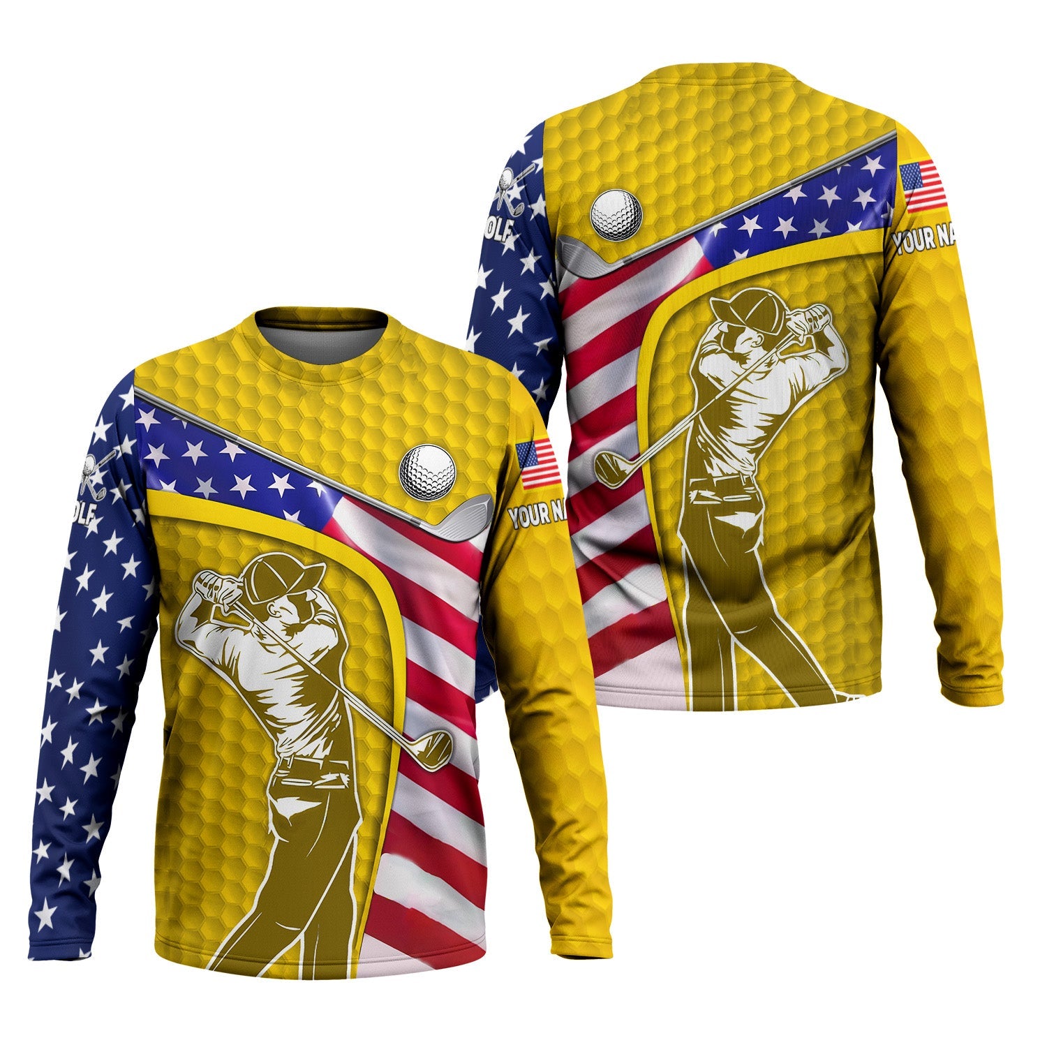 Yellow Custom Men's Golf Polo Shirt, Golfing Apparel, Mens Golf Gift