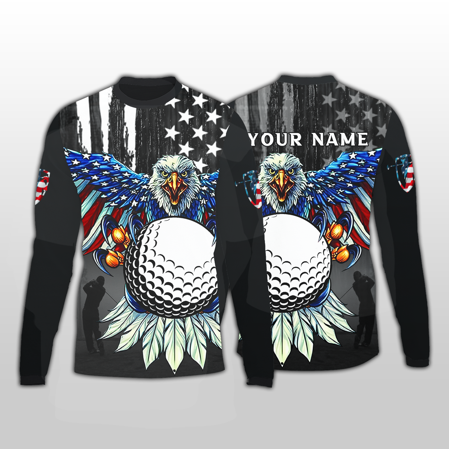 America Eagle Custom Golf Polo Shirt, Gift For Golfers, Golf Gift Ideas