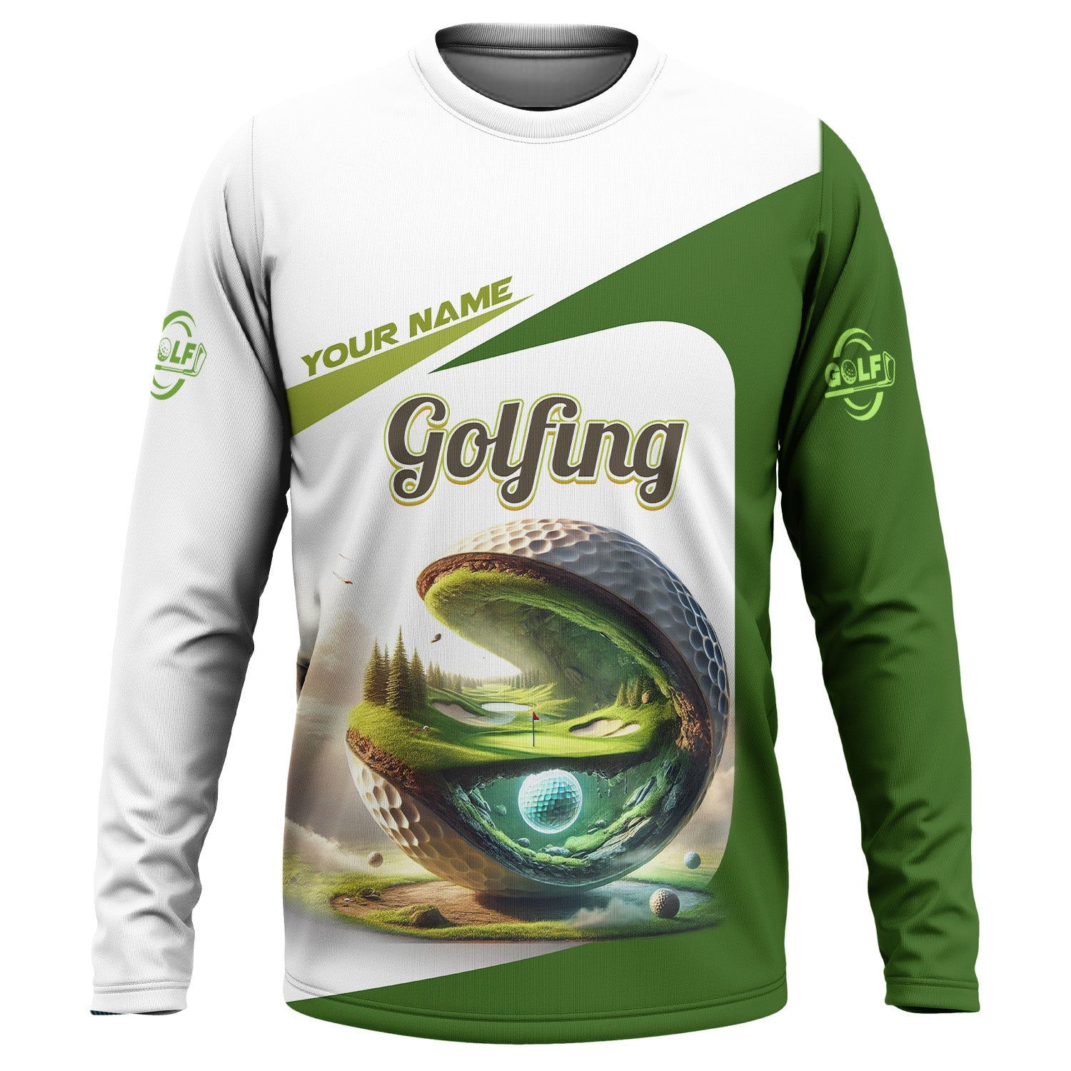 3D Golf Ball Custom Golf Polo Shirt, Golfing Apparel, Mens Golf Gift