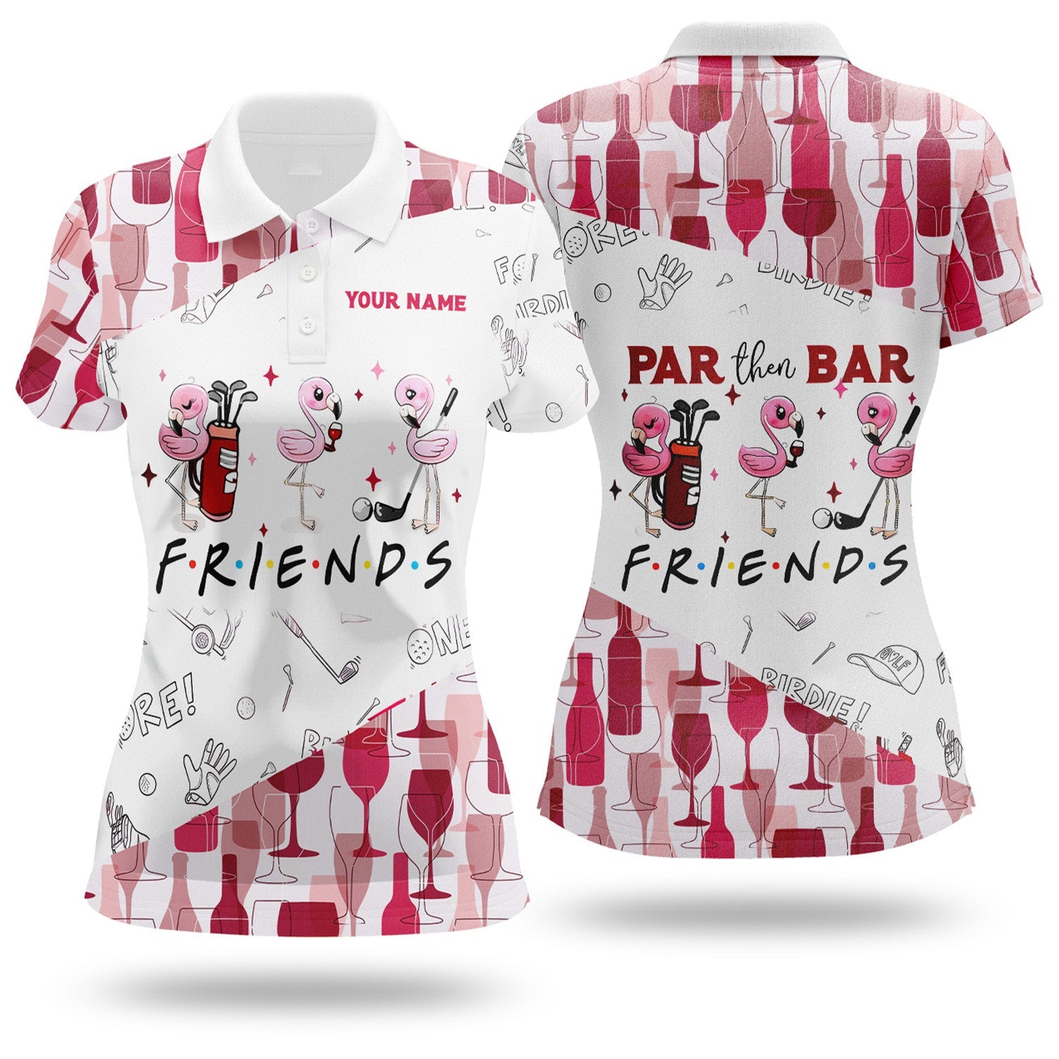 Par Then Bar Custom Funny Long Sleeve Polos Womens, Ladies Golf Polos
