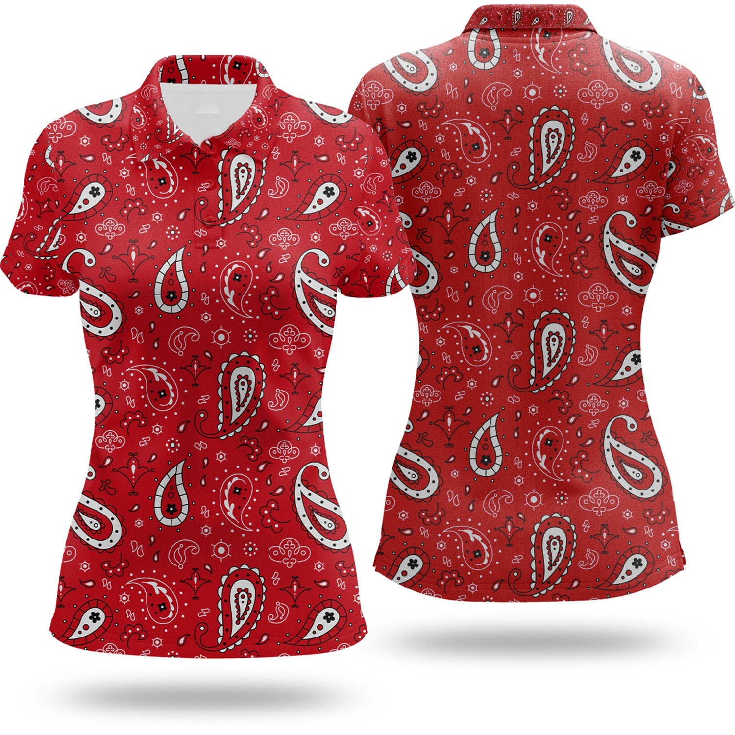 Paisley Bandana Womens Golf Polo Shirt, Custom Ladies Golf Shirt